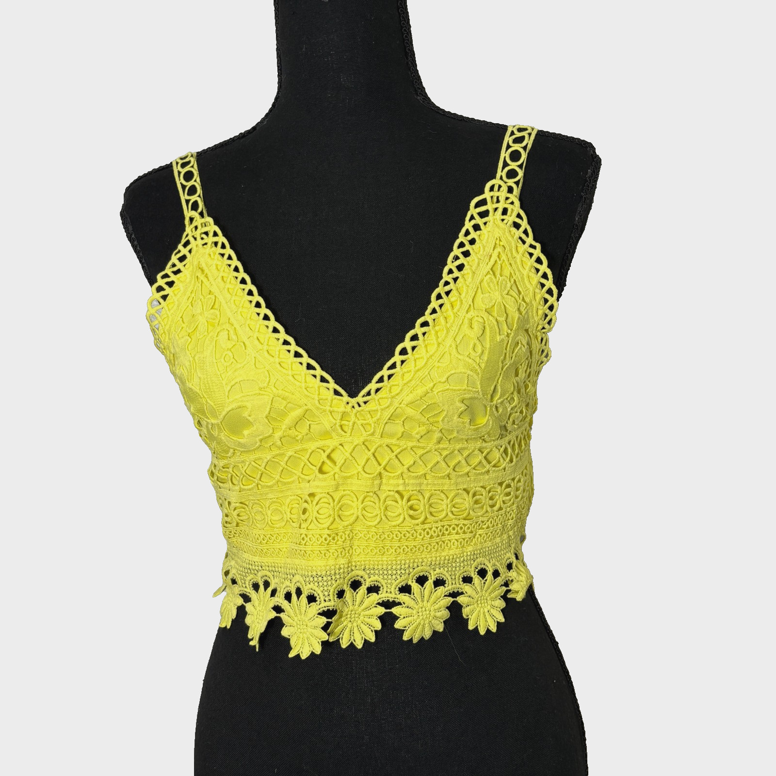 Crochet Lace Crop Top Womens Small Floral Boho Coquette Festival Fairy Tank Y2K