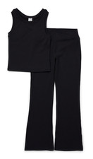 Athletic Works Girls Tank and Flare Leggings Size XXL 18 Black Ribbed Active