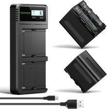 NEEWER NP-F970 2Pcs 7800mAh Replacement Batteries with LCD Fast Charger Dual USB