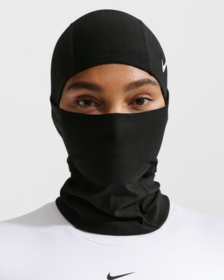 Nike Pro Hyperwarm Hood Black / White Swoosh Logo Balaclava