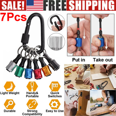 7Pc 1/4'' Hex Quick Release Screwdriver Bit Holder Keychain Set Portable Colorful