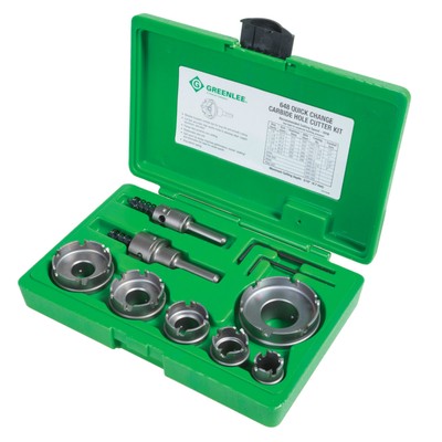 Greenlee 648 8 Piece Quick Change Carbide Hole Cutter Kit, 1/2'' - 2-1/2''