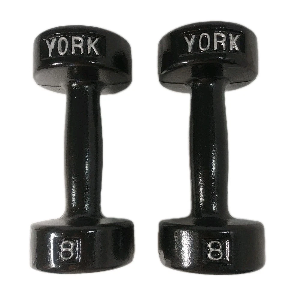 York 8lb Roundhead Dumbbells Vintage Pair (Pre USA) Restored Mint CLEAN & READY
