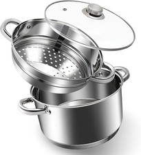 KroWallu 4 QT Stainless Steel Cookware Set, 3-Piece 4-Quart, Silver