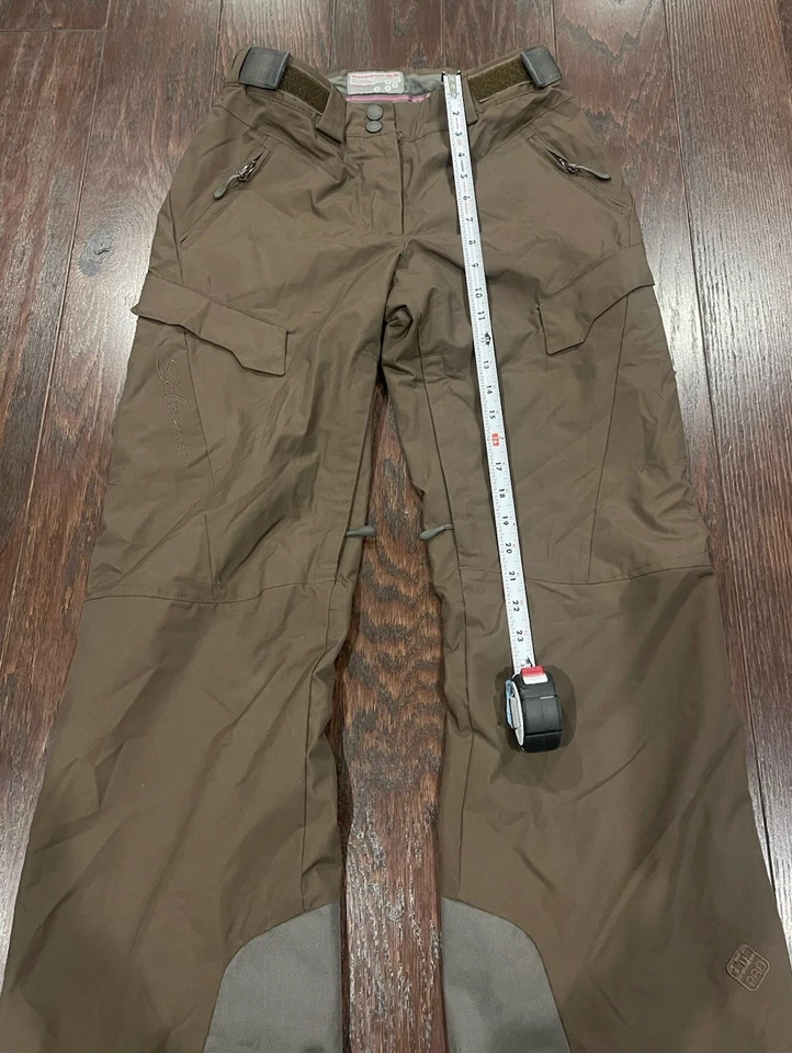 Salomon Clima Pro Esquí Nieve Pantalones Mujer Marrón Impermeable Bolsillos Talla Pequeña Foto 2 de 4