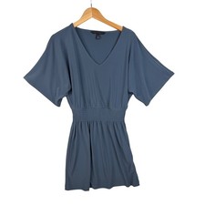 White House Black Market V-neck Smocked Dress size XS Blue