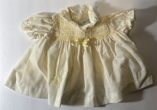Vintage Nannette Baby Girl Newborn Dress Beige  Yellow