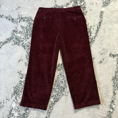 Pantalones Brooks Brothers Para Hombre Talla 34 x 32 Borgoña Calce Clark Frente Plano Pana - Imagen 2 de 10