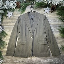 New York  Company Blazer Jacket Women Size 6 Gray Single Breasted One Button