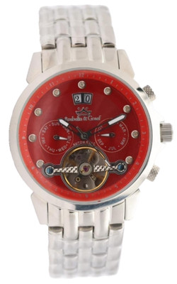 Roebelin & Graef Herren Automatik Uhr 40mm Edelstahl Datum Kalender Rot Neu