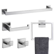 5-Piece Bathroom Hardware Accessories Set Towel Bar Set Wall Mounted Stainless S