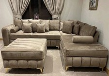 Luxury | Lilly Chaise Corner Sofa |With High Back | Mink Fabric 