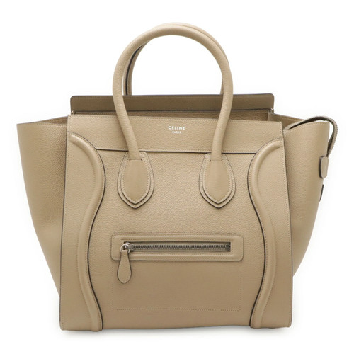 CELINE Luggage Mini Shopper Tote Bag Handbag Leather Beige 165213 GZl1i97j