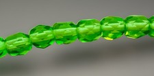 Czech fire-polished glass Beads Translucent Green 4mm faceted round