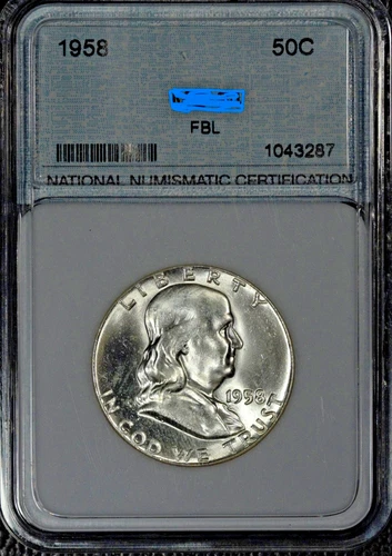 1958 Franklin Half $ , Very Choice BU, National Numismatic Certification, NNC