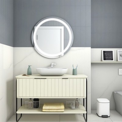 32'' LED Round Bathroom Mirror, Dimmable, Anti-Fog, Touch Control, Easy Install