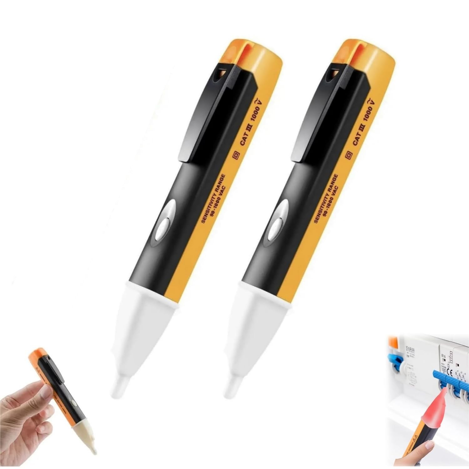 Voltage Tester Pen 2-Pack, 90V-1000V Non-Contact Detector with Adjustable Sensi
