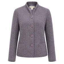 Coldwater Creek Jacket Womens M Purple Tweed Button Front Textured