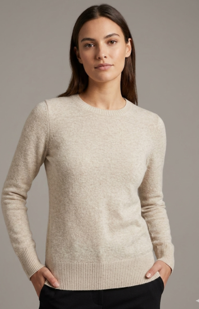 Only Mine Sweater Womens S Beige Crew Neck 100% Cashmere Pullover Lightweight