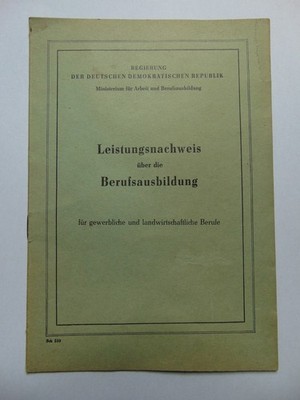 GDR certificate of achievement vocational training quality inspector 1956-1958 Berlin chemistry