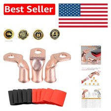 10pcs 4 AWG 90 Copper Cable Lugs w/Heat Shrink, Heavy Duty Battery Connectors