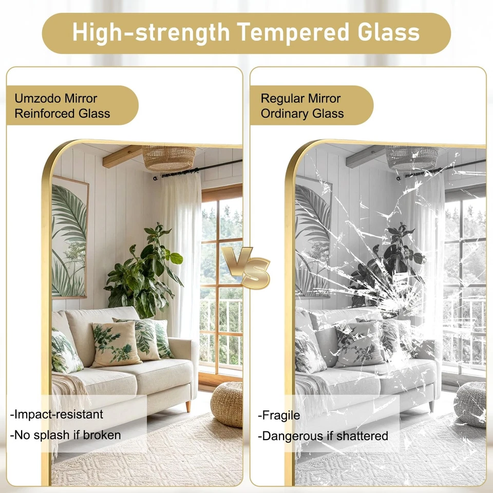 22x30 inch Brushed Bronze Vanity Mirror, Copper Rectangle Mirror for Bathroom... - Image 4 of 4