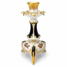 Dresden Porzellan Leuchter Carl Thieme Handgemalt U. Michel Kobalt Gold 19,5cm