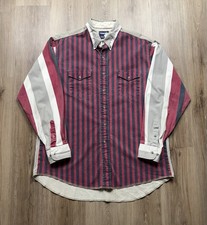 Vintage Wrangler Brushpopper Striped Shirt Men  s 17.5-35 Western Garth Brooks