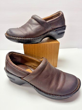 BOC Born Concepts Brown Leather Comfort Clogs Slip On Casual Womens Shoes 10