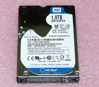 1TB Western Digital WD10JPVX-22JC3T0 Blue 5400RPM SATA HDD Festplatte 6.3cm/2.5''