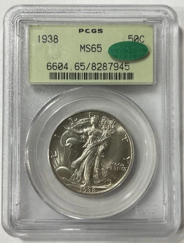 1938 50C PCGS MS65 CAC OGH Walking Liberty Half Dollar (Old Holder)