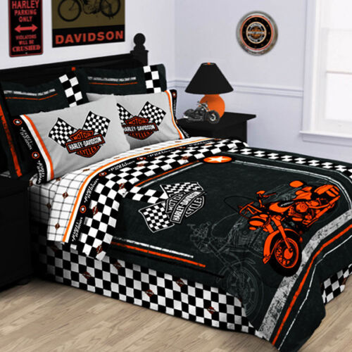 Harley Davidson® Racing Flag Pillow Shams-Set of 2 Shams-Black - Picture 1 of 2