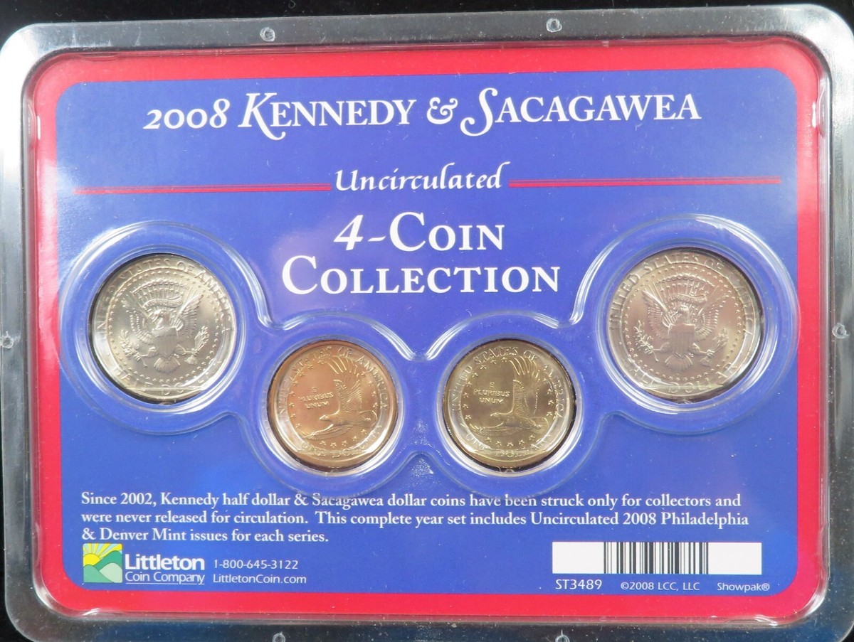 2008 P&D Kennedy Half Dollar & Sacagawea Dollar Set in Showpak
