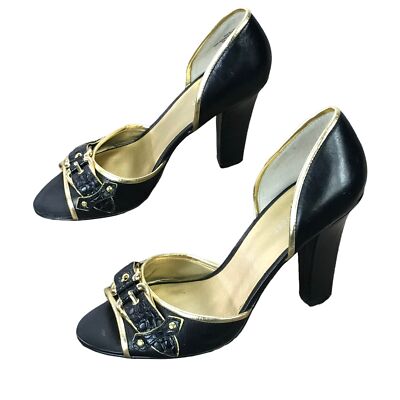 nine west gold peep toe heels