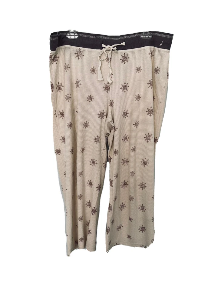 Nautica Pant Ivory Star Sleepwear Lounge Pajama Bottoms Pull On Elastic Crop XXL - Image 3 of 4