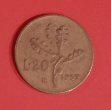 Moneta Italia 20 Lire Quercia 1957
