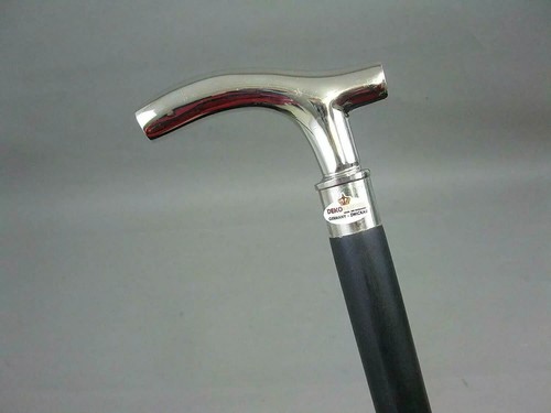 Shinny Silver Brass Head Handle Black Wooden Shaft Walking Stick Cane Solid gift