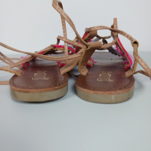 Brash Sandals Womens Size 9 Multicolor Strappy Lace Up Sandals Flats - Picture 10 of 11