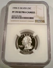 1996-S 25c SILVER NGC PF70UCAM WASHINGTON QUARTER PROOF ULTRA CAMEO PR 70 DC