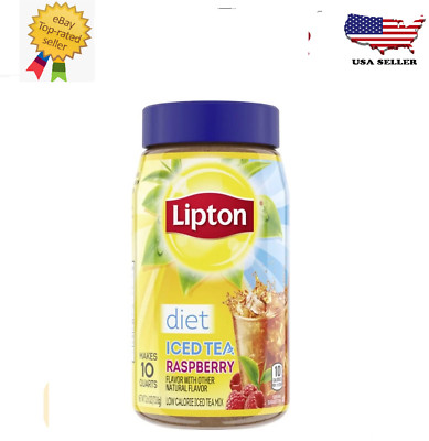 Lipton Iced Tea Mix, Black Tea, Raspberry, Caffeinated, Sugar-Free, Makes 10 Qua