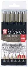 SAKURA Fineliner PIGMA MICRON schwarz 4+2 GRA...