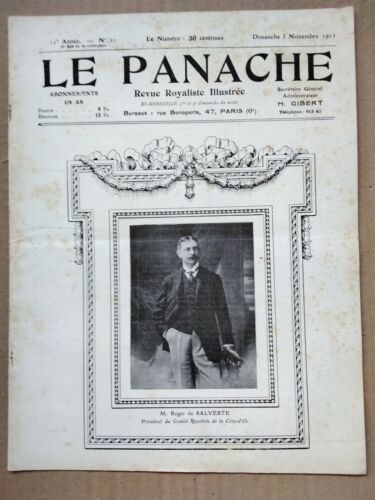 LE PANACHE Revue Royaliste Illustrée 242, 3 novembre 1912, Roger de SALVERTE - Zdjęcie 1 z 1