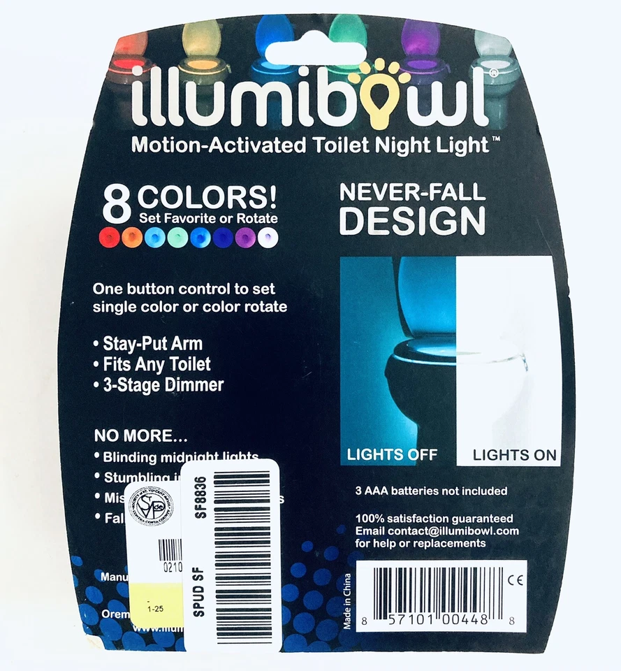 Sensor de movimiento de luz nocturna LED para baño cualquier asiento de inodoro tanque de tiburones atenuador de 8 colores Foto 2 de 3