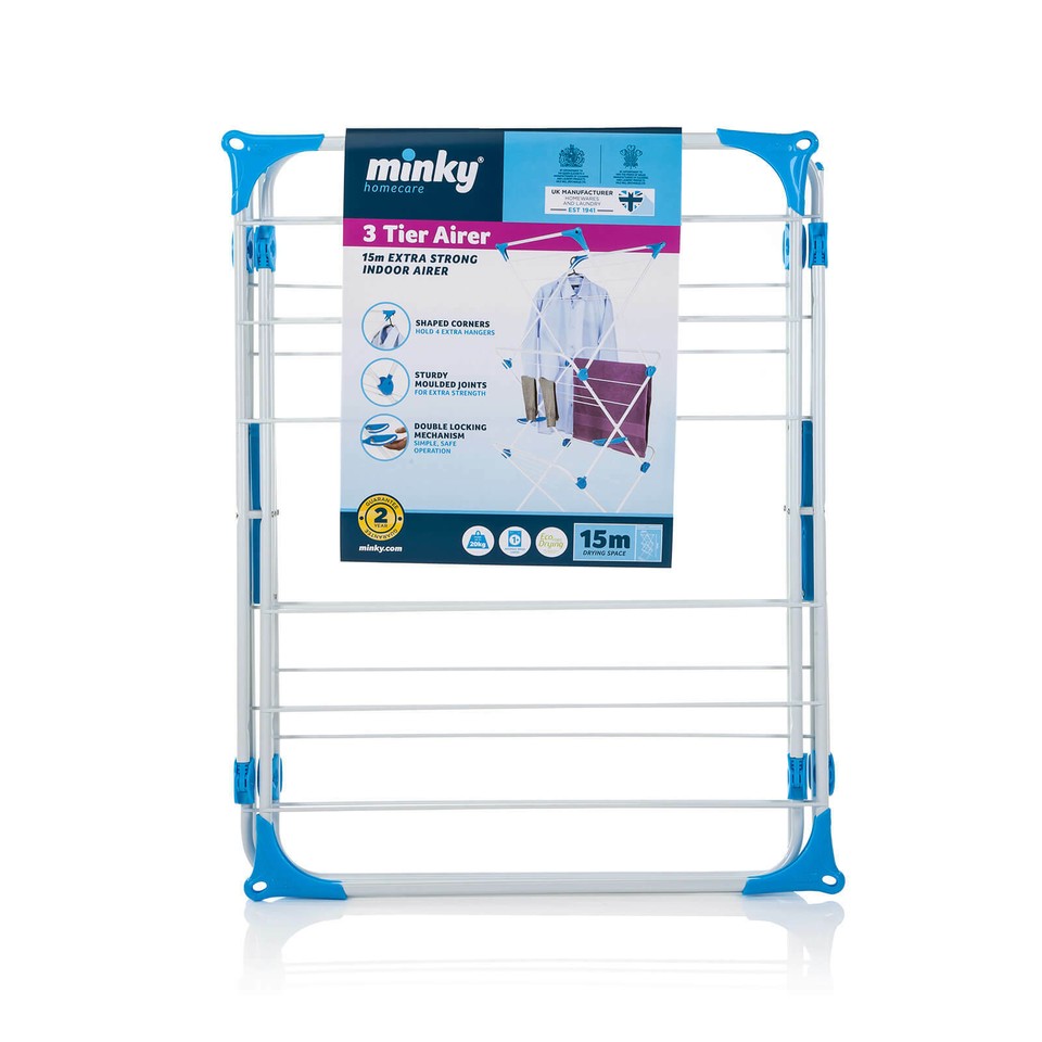 Minky 3 Tier Trio 15m Indoor Concertina Clothes Airer Dryer White eBay
