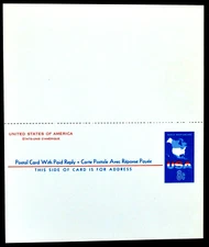 1967 US Sc. #UY20 mint postal reply card, unfolded, very good condition