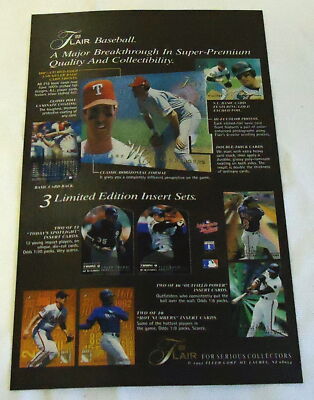 1995 Flair baseball cards ad ~ WILL CLARK, KEN GRIFFEY JR, CAL RIPKEN JR, more