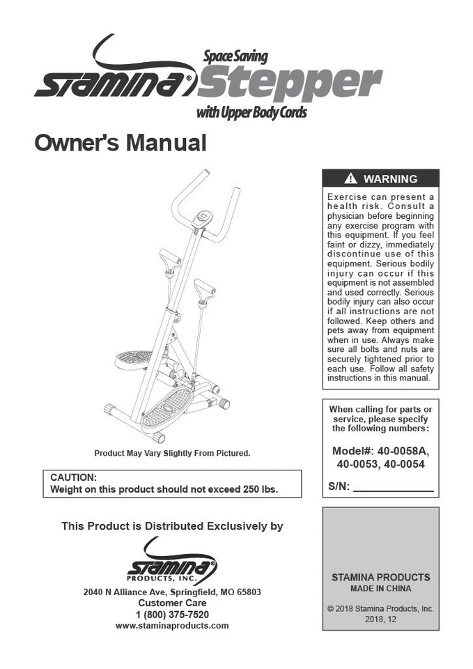 Space Saving Stamina Stepper With Upper Body Cords(New unopened in original Box) - Image 2 of 4