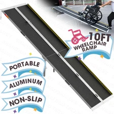 10ft Wheelchair Ramp Aluminum Non-Slip Folding Multifold Portable Handicap Ramp