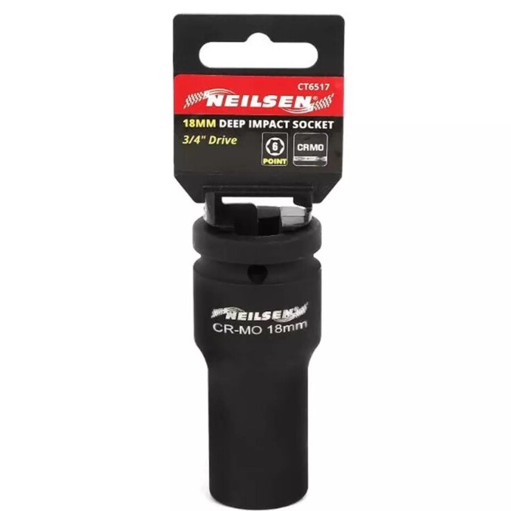 Neilsen 3/4"" Drive Standard Deep Square Metric Single Impact Socket 18mm CT6517