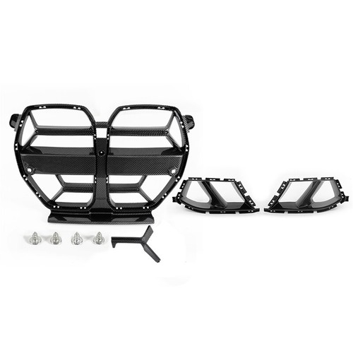CARBON LOOK FOR BMW G80 M3 G82 G83 M4 FRONT BUMPER SIDE AIR VENT GRILLE+ GRILLS - Foto 6 di 13